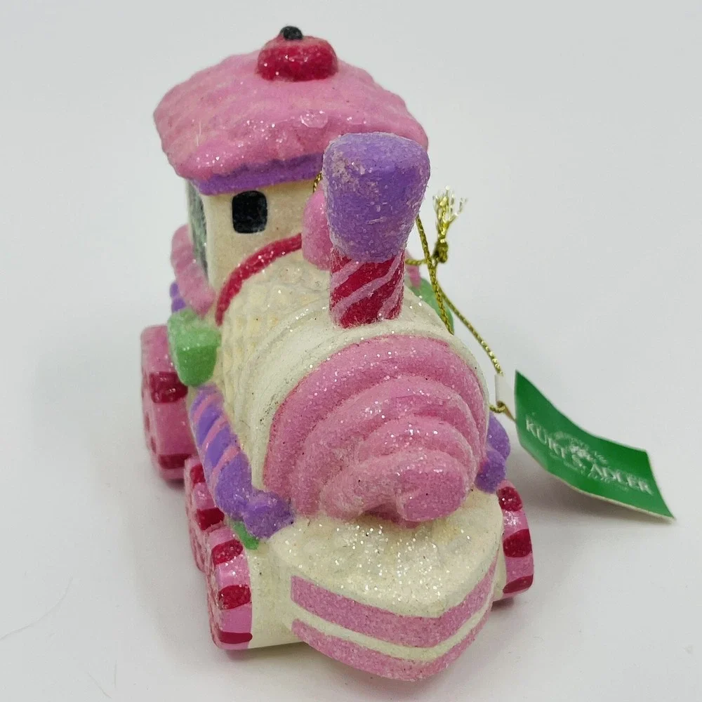 Kurt S Adler Gingerbread Candy Train Christmas Ornament Pink Glitter H9317‎ NEW